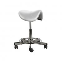 Козметичен/фризьорски стол - табуретка Rodeo - бяла/черна 50/59 см, снимка 1 - Друго оборудване - 29930755