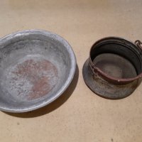 Антикварни (от началото на 19 век) медни котел и леген, снимка 1 - Антикварни и старинни предмети - 44388838