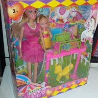 Комплект кукли с пързалка и конче-люлка, снимка 1 - Кукли - 29645803