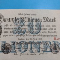 Райх банкнота - 20 Милиона марки 1923 година Германия - за колекция - 18893, снимка 6 - Нумизматика и бонистика - 31186530