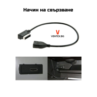 AMI MMI USB кабел за флашка за Audi Q5 Q7 R8 A4 VW Media-In адаптер, снимка 2 - Аксесоари и консумативи - 44642145