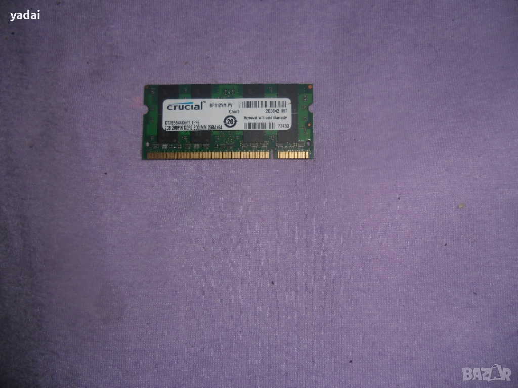 151.Ram за лаптоп DDR2 800 MHz, PC2-6400,2Gb,crucial, снимка 1