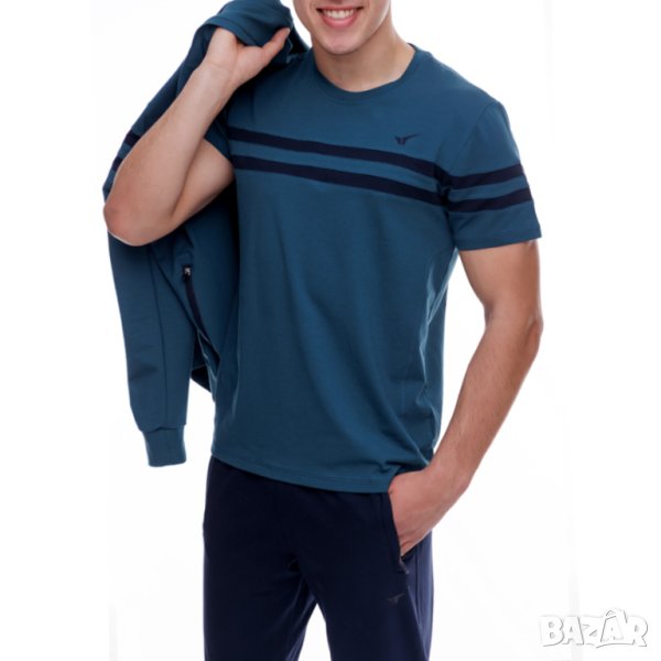 Мъжка спортна тениска REDICS, петролено зелено, памук и ликра, снимка 1