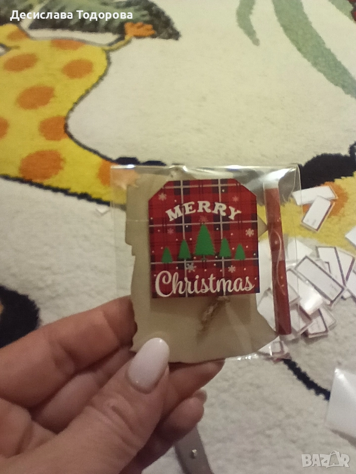 Коледна дървена играчка с късметче , снимка 1