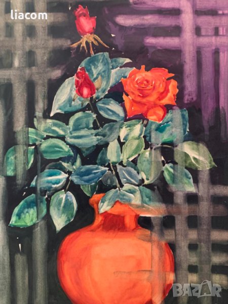 ПАВЕЛ ВАСИЛЕВ акварел натюрморт, снимка 1