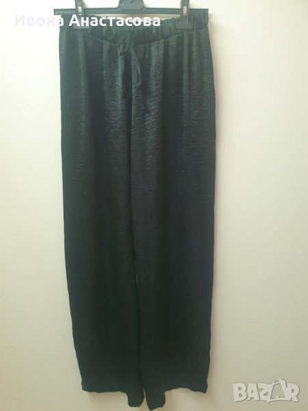 СВОБОДНИ ПАНТАЛОНИ ОТ ИЗКУСТВЕНА КОПРИНА С БЛЯСЪК , снимка 1