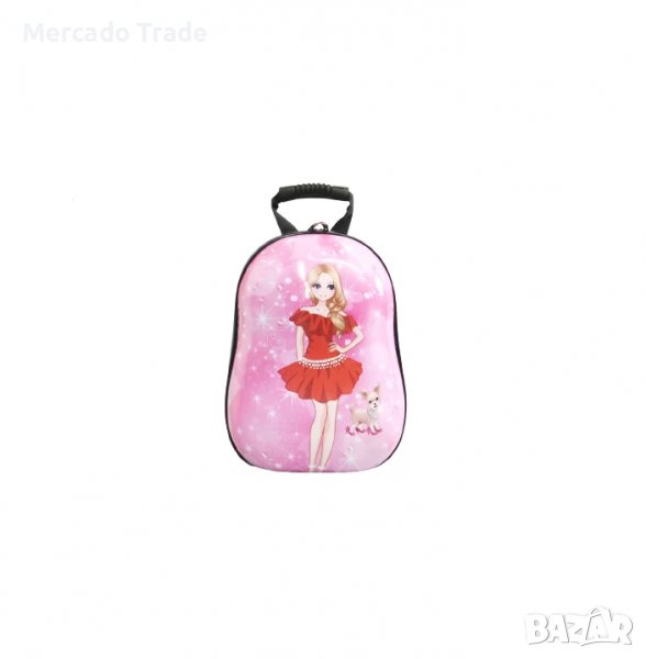 Детска раница Mercado Trade, 3D, Поликарбон, Момиче с червена рокля, Розов, снимка 1