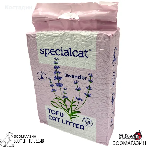 Натурална Соева Котешка Тоалетна/Постелка - 2.5кг - аромат Лавандула - Special Cat Tofu Cat Litter, снимка 1