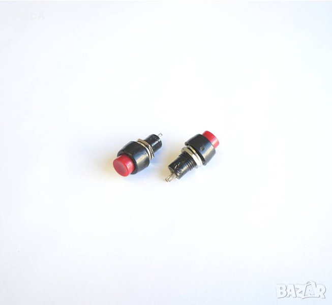 Бутон с 2 положения задържащ червен кръгъл 250V 1A Ф10mm, снимка 1