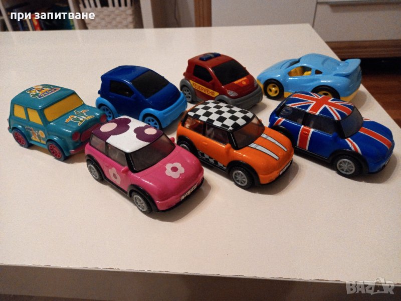 Колички 2 бр. Смарт, 4 бр. Мини Купър пластмасови, средно големи, снимка 1