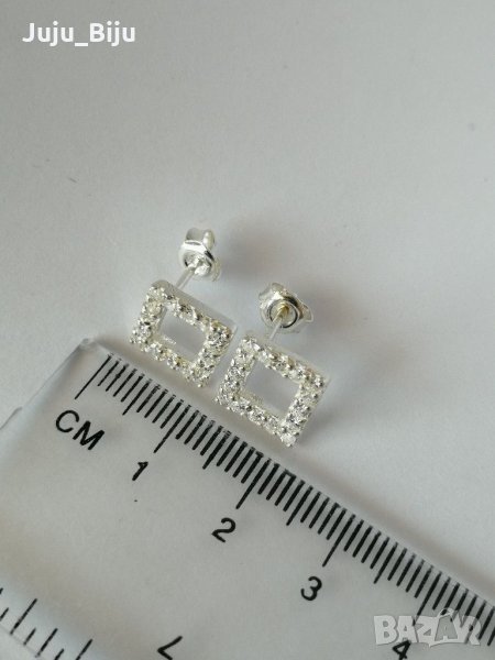 Нови сребърни обеци с камъни цирконий, снимка 1