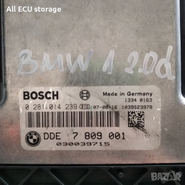 Компютър двигател за BMW E81 E87 118d N47 , DDE 7809001 , BOSCH 0 281 014 239,, снимка 1