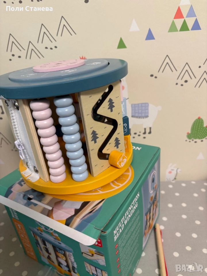 11 в 1 Дървен Монтесори интерактивен куб, снимка 1