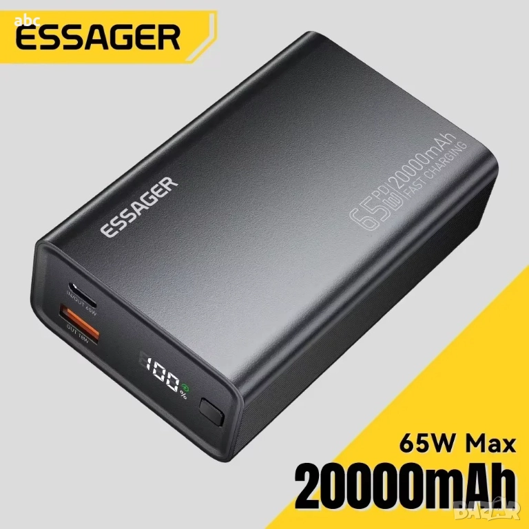 Външна батерия Essager, 20000mAh, 65W, снимка 1