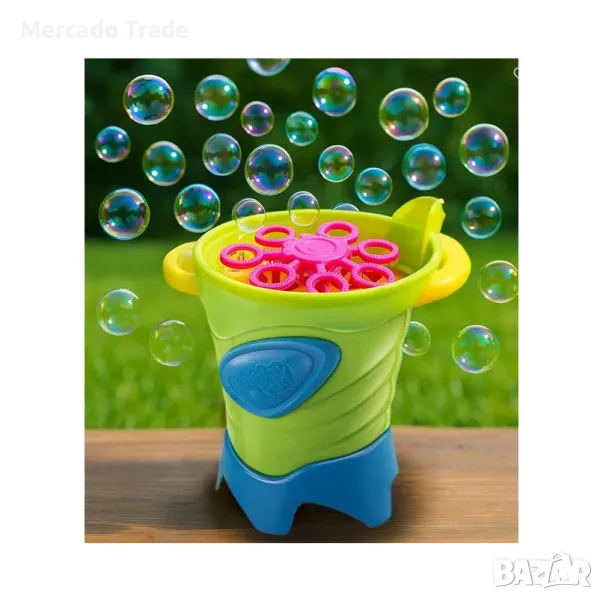 Машина за сапунени балончета Mercado Trade, Със Светлини, Зелен, снимка 1