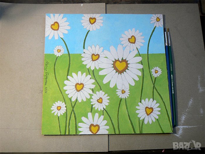 Картина с цветя. Маслени бои., снимка 1