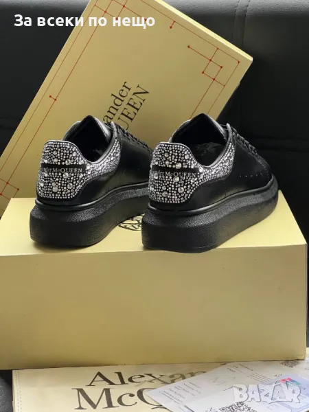 Alexander McQueen Дамски Черни Маратонки С Кристали👟Дамски Спортни Обувки С Камъни Код E188, снимка 1