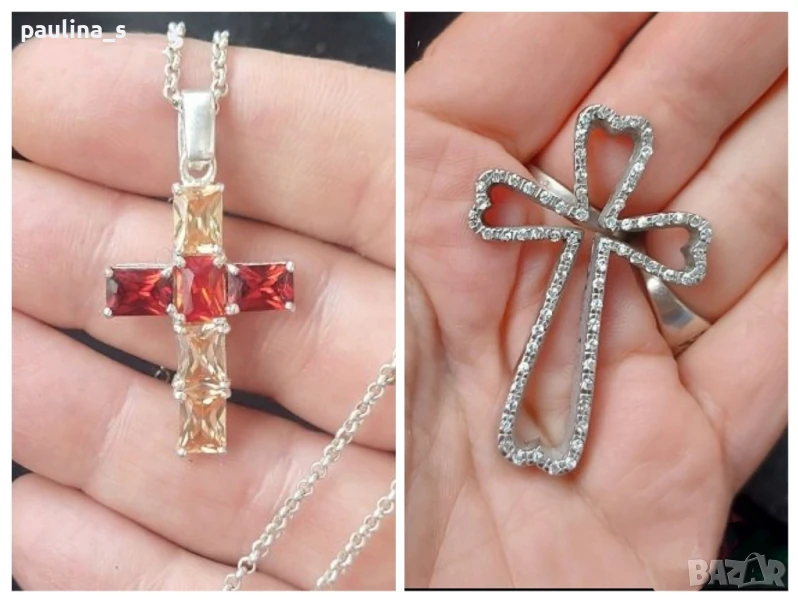 Винтидж / Два различни броя / Стар марков сребърен кръст "Lumani" / проба 925 , снимка 1