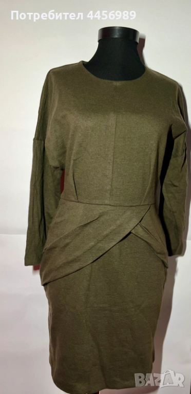 Маслено зелена официална рокля, снимка 1