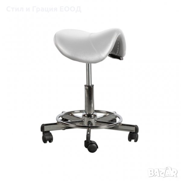 Козметичен/фризьорски стол - табуретка Rodeo - бяла/черна 50/59 см, снимка 1