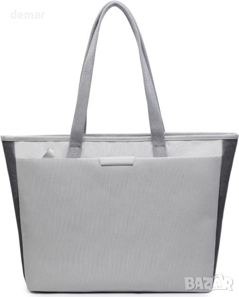 Дамска чанта водоустойчива с отделения за лаптоп - светлосива, снимка 1