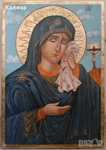 Ръчно изработена икона Св."Богородица" Плачеща, снимка 1