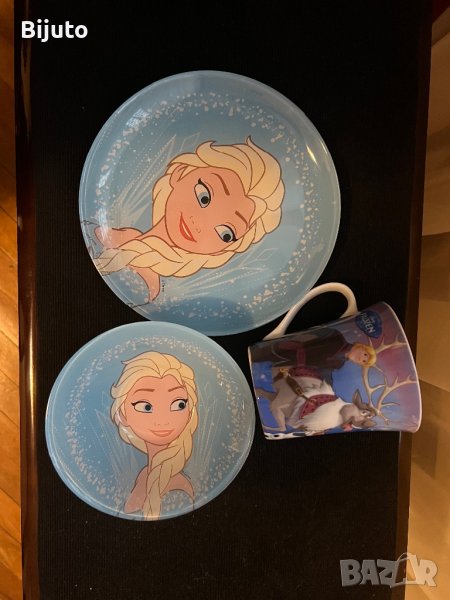 Комплект Елза и Ана -чаша,купичка и чиния, снимка 1