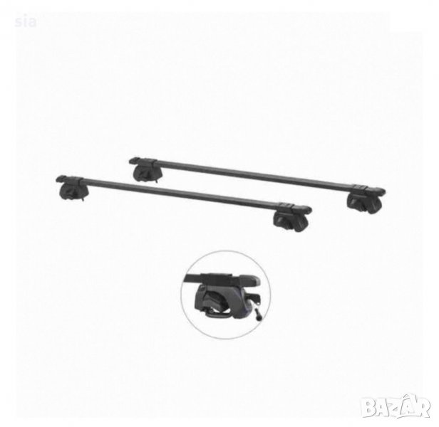 Напречни греди за багажник за автомобили с 4 бр. ключа, 130см, снимка 1