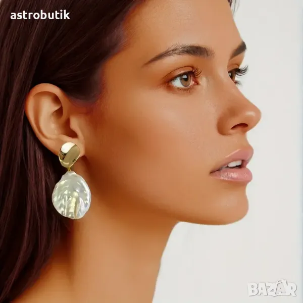 Обеци със сладководна перла, снимка 1