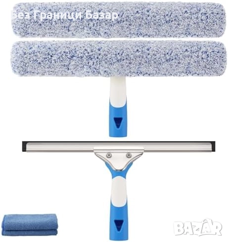 Нов Професионален комплект за почистване на прозорци 35 см силикон моп, снимка 1