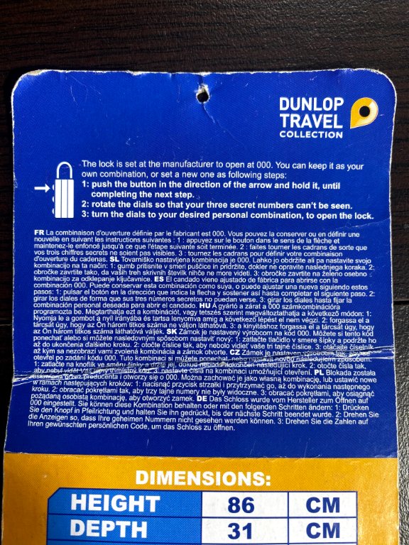 Dunlop travel lock катинар с код за куфар / чанта / раница нов в оригинална  опаковка в Куфари в с. Герман - ID29597987 — Bazar.bg