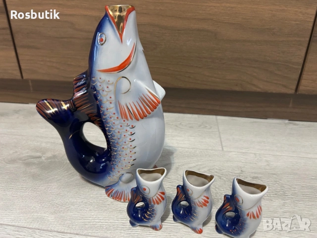 Съветски хит порцеланов сервиз рибки , снимка 2 - Колекции - 53354751