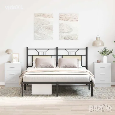 vidaXL Нощни шкафчета, 2 бр, бели, 38x35x56 см, инженерно дърво, снимка 2 - Шкафове - 56147708