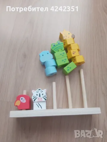 Дървена игра с животни – низанка, снимка 3 - Образователни игри - 49697454