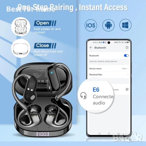 Безжични Bluetooth 5.4 слушалки с отворени уши и кукички за уши, 32H HiFi стерео слушалки, снимка 7 - Bluetooth слушалки - 54257512