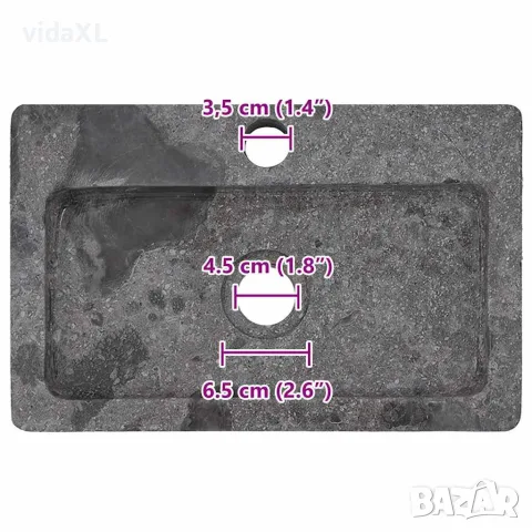 vidaXL Стенна мивка сива 38x24x6,5 см мрамор, снимка 7 - Мивки - 56146140
