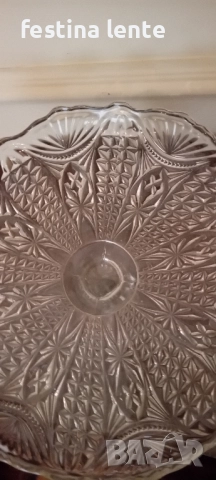 Стъклен,винтидж поднос за торта / фруктиера, снимка 5 - Други - 52560735
