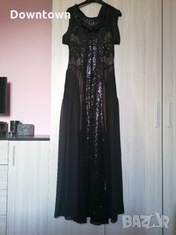 DOLCE DOMENICA уникална дълга рокля #пайети #мрежа #размер М, снимка 4 - Рокли - 29649077