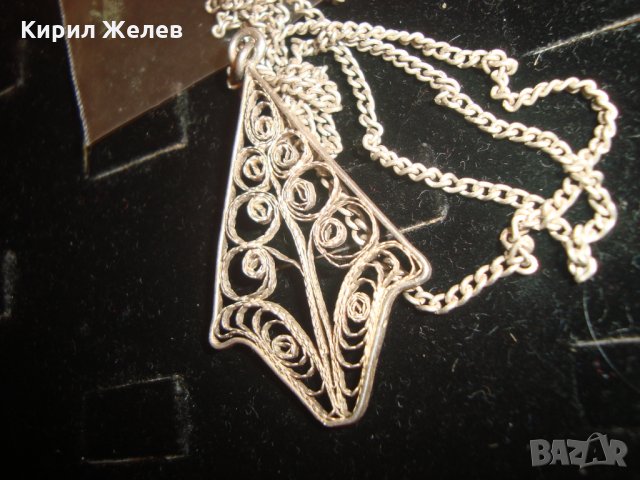 СРЕБЪРЕН ФИЛИГРАН МЕДАЛЬОН и СИНДЖИРЧЕ СТАРО ГРАДСКО БИЖУ СРЕБРО РЪЧНА РАБОТА 15323, снимка 5 - Антикварни и старинни предмети - 30343459