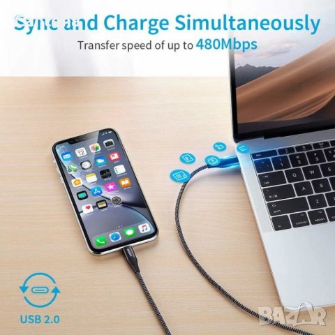 ESR USB-C към Lightning кабел 1 метър, MFi сертифициран PD кабел за бързо зареждане за iPhone , снимка 4 - Аксесоари за Apple - 40125759