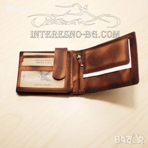 Портфейл естествена кожа KING OF THE ROAD (brown), снимка 2 - Портфейли, портмонета - 52298827
