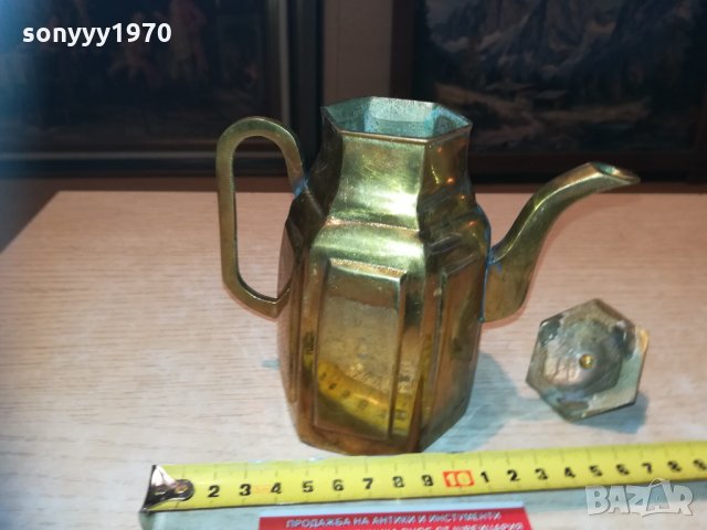 ретро чаиник-масивен мед/месинг-внос франция 1702211810, снимка 4 - Антикварни и старинни предмети - 31854258