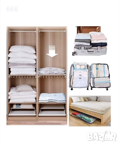 Комплект от 6 вакуумни торби за дрехи с лесна за употреба помпа. 60 / 40, снимка 8 - Други стоки за дома - 52578874