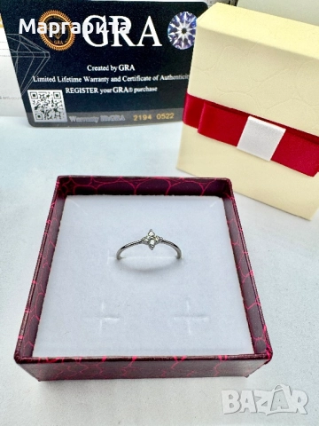 Сребърен пръстен с мойсанит  (диамант), снимка 4 - Пръстени - 51949648