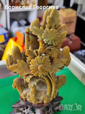 Статуетка цветя от сапунен камък, снимка 2 - Антикварни и старинни предмети - 50204552