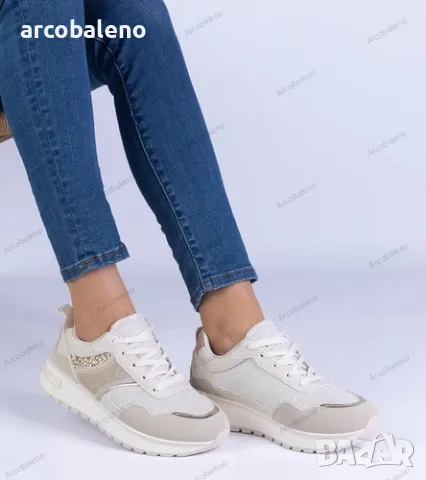 Дамски маратонки, декорирани с блясък и циркони Savina, 3цвята , снимка 2 - Маратонки - 49033409