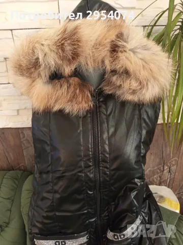 кожен елек с яка от естествен косъм л/хл 65лв, снимка 1