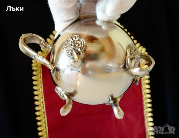 Посребрена захарница,чаша от бронз, снимка 6 - Антикварни и старинни предмети - 30331739