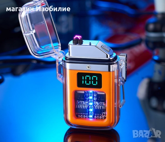 Елегантна прозрачна ветроустойчива запалка с LED светлинки, снимка 2 - Други - 52316474