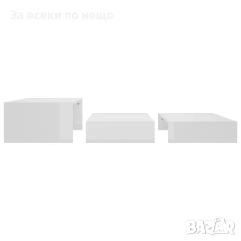 Комплект масички за кафе, бял гланц, 100x100x26,5 см Код P349, снимка 9 - Маси - 49799740